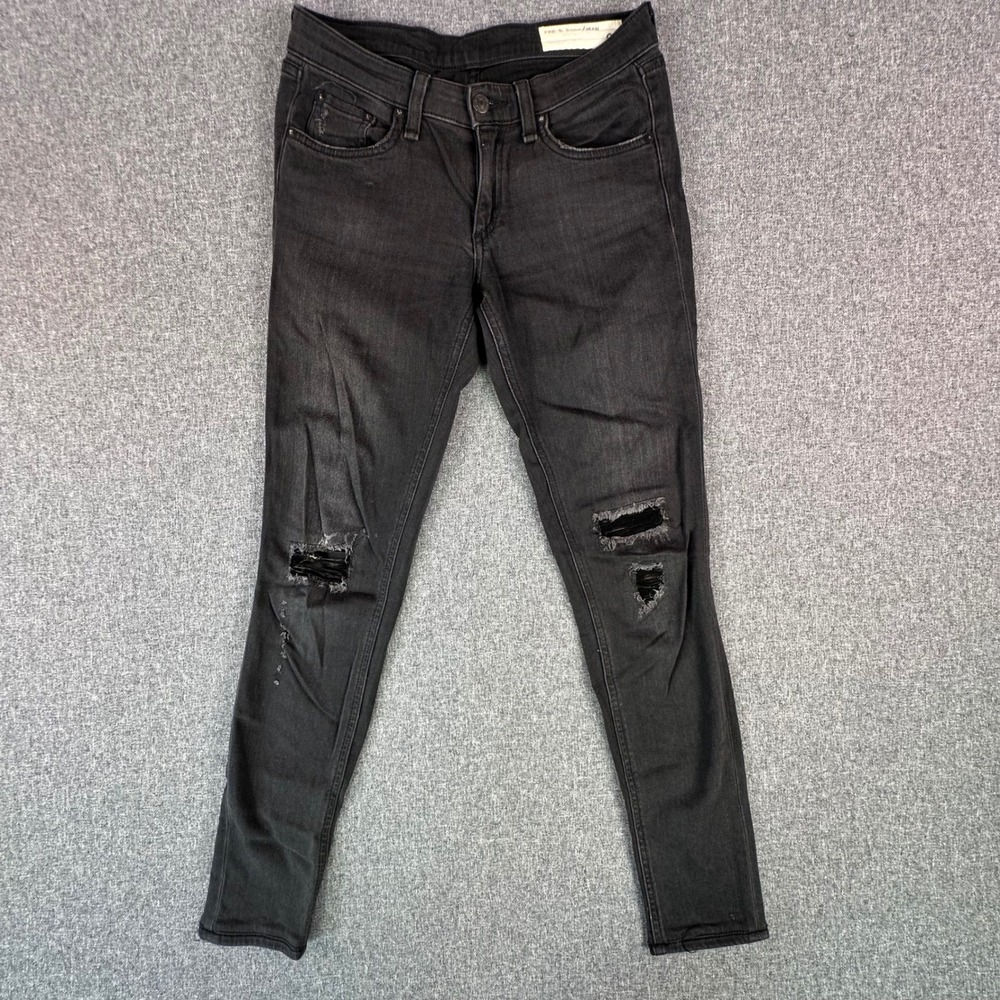 Rag & Bone Jeans Womens 26 W1502M619 Soft Rock W/ Black Distressed Skinny